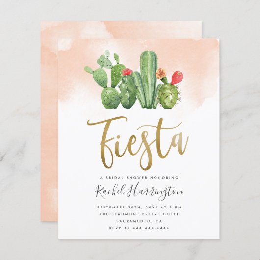 バジェットピンクウォーターカラーサボスフィエスタブライダルシャワー (正面/裏面)