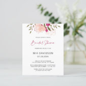 バジェットピンクウォーターカラーフローラブライダルシャワー招待状 (スタンド正面)