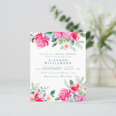 バジェットピンクウォーターカラーフローラブライダルシャワー招待状 (スタンド正面)
