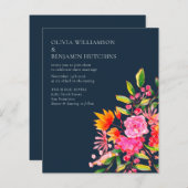 バジェットピンクオレンジネイビー水彩花結婚色 (正面/裏面)