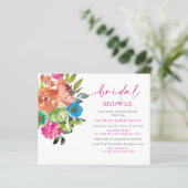 バジェットピンクオレンジフローラブライダルシャワー招待状 (スタンド正面)