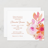 バジェットピンクオレンジフローラブライダルシャワー招待 (正面/裏面)
