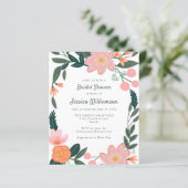 バジェットピンクオレンジフローラブライダルシャワー招待 (スタンド正面)