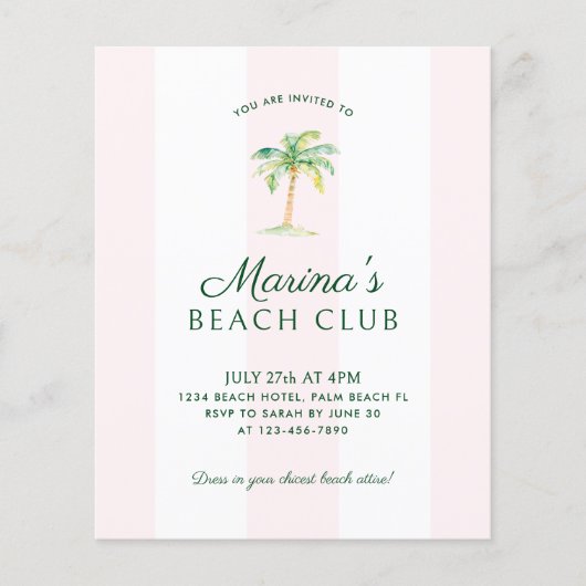 バジェットピンクカバナストライプビーチクラブ誕生日 (正面)