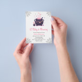 バジェットピンクカルドロンハロウィンベビーシャワー招待状 チラシ (手)