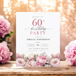 バジェットピンクガーデンフローラ60th誕生日招待状<br><div class="desc">庭祝フローラ書道60歳の誕生日の招待とスタイルで、マイルストーンのイベントに最適。フローラ鮮やかデザインと書エレガント道を取り揃え、お客様のお祝いにお洒落より洗練されたトーンを設定。緑豊かな庭園のテーマは、自然美しいと優雅なタイポグラフィを融合し、時代を超越した魅力的な外観を作り出す。屋外や庭をテーマにした集まりに最適で、この特別な機会の喜びを美しく捉え、60歳の誕生日の祭りに参加するゲストを楽しませる。</div>