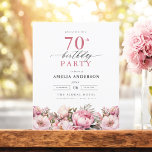 バジェットピンクガーデンフローラ70th誕生日招待状<br><div class="desc">庭祝フローラ書道70歳の誕生日の招待とスタイルで、マイルストーンのイベントに最適。フローラ鮮やかデザインと書エレガント道を取り揃え、お客様のお祝いにお洒落より洗練されたトーンを設定。緑豊かな庭園のテーマは、自然美しいと優雅なタイポグラフィを融合し、時代を超越した魅力的な外観を作り出す。屋外や庭をテーマにした集まりに最適で、この特別な機会の喜びを美しく捉え、60歳の誕生日の祭りに参加するゲストを楽しませる。</div>