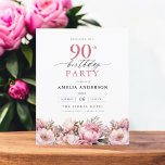 バジェットピンクガーデンフローラ90th誕生日招待状<br><div class="desc">庭祝フローラ書道90歳の誕生日の招待とスタイルで、マイルストーンのイベントに最適。フローラ鮮やかデザインと書エレガント道を取り揃え、お客様のお祝いにお洒落より洗練されたトーンを設定。緑豊かな庭園のテーマは、自然美しいと優雅なタイポグラフィを融合し、時代を超越した魅力的な外観を作り出す。屋外や庭をテーマにした集まりに最適で、この特別な機会の喜びを美しく捉え、90歳の誕生日の祭りに参加するゲストを楽しませる。</div>