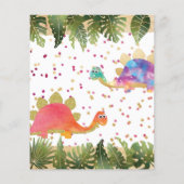 バジェットピンクガール恐竜誕生日招待状 (裏面)