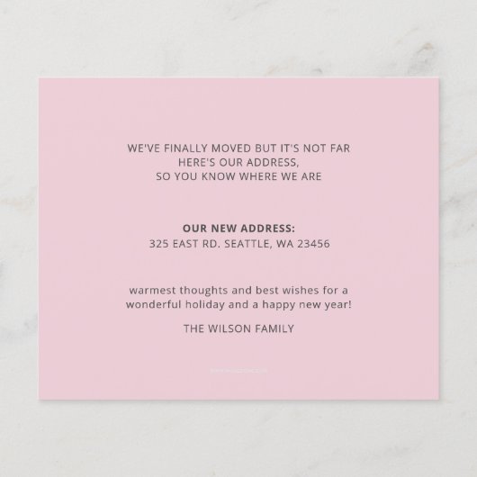 バジェットピンククリスマスカーウェーブホリデーカード (裏面)