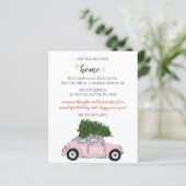 バジェットピンククリスマスツリー車ムービングホリデーカード (スタンド正面)