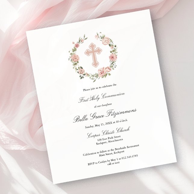 バジェットピンククロスリースファースト招待状 (クリエイターアップロード済み)