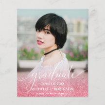 バジェットピンクグラデーショングリッターガーリー写真卒業