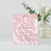 バジェットピンクグリッターサテンブライダルシャワー招待状 (スタンド正面)