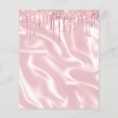 バジェットピンクグリッターサテンブライダルシャワー招待状 (裏面)