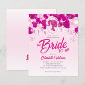 バジェットピンクグリッターバルーンドールブライダルシャワー (正面/裏面)