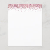 バジェットピンクグリッターブライダルシャワー招待状 (裏面)