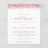 バジェットピンクグリッターブライダルシャワー招待状 (正面)