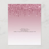 バジェットピンクグリッターユニコーンガールズ誕生日招待状 (裏面)