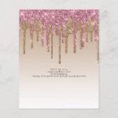 バジェットピンクグリッターユニコーンガールズ誕生日招待状 チラシ (裏面)