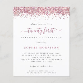 バジェットピンクグリッター二十パーティー招待状