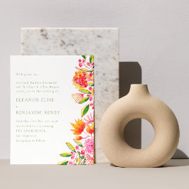 バジェットピンクグリーンフローラ結婚式招待状