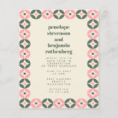 バジェットピンクグリーンモダンミッドジオメトリックウェディング招待 (正面)