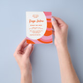 バジェットピンクグルービーブライダルシャワー招待 チラシ (手)