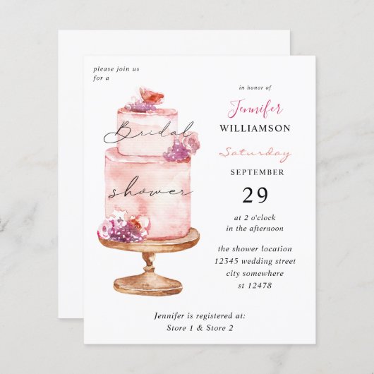 バジェットピンクケーキブライダルシャワー (正面/裏面)