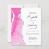 バジェットピンクサイバーアゲートモダン結婚式招待状 (正面)