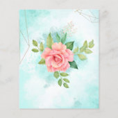 バジェットピンクターコイズフローラ結婚式招待状 (裏面)