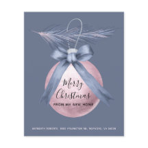 バジェットピンクダスティブルーホリデーニューアドレスカード