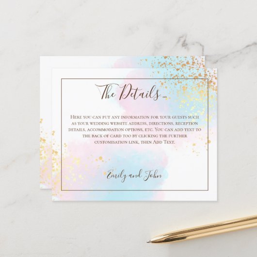 バジェットピンクティール（緑がかった色）水の色の金ゴールド結婚の詳細 (正面/裏面インサイチュ)