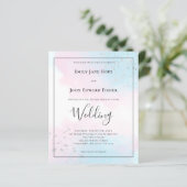 バジェットピンクティール(緑がかった色)水の色シルバーウェディング招待 (スタンド正面)