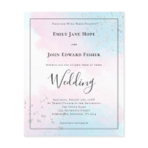 バジェットピンクティール（緑がかった色）水の色シルバーウェディング招待