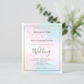 バジェットピンクティール（緑がかった色）水彩結婚式招待状 (スタンド正面)
