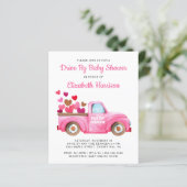 バジェットピンクトラックドライブバイベビーシャワー招待状 (スタンド正面)