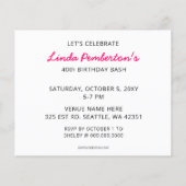 バジェットピンクトータル80のレトロパーティの招待状 (裏面)