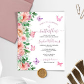 バジェットピンクバタフライブライダルシャワー招待
