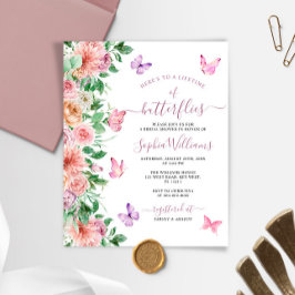 バジェットピンクバタフライブライダルシャワー招待