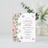 バジェットピンクバタフライベビーシャワー招待状 (スタンド正面)
