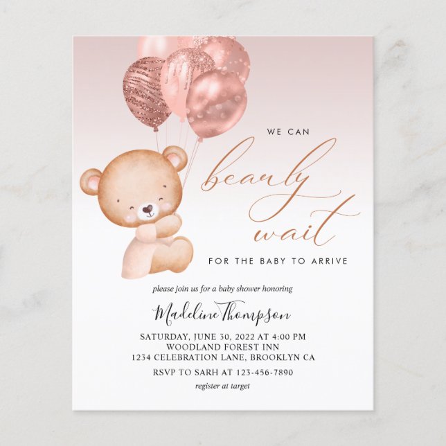 バジェットピンクバルーン我々は赤ちゃんシャワーを待つことができる (正面)