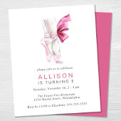 バジェットピンクバレエシューズ誕生日パーティーの招待状
