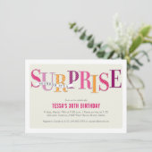 バジェットピンクパターン(の模様が)あるサプライズパーティー 招待状 (スタンド正面)