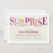 バジェットピンクパターン(の模様が)あるサプライズパーティー 招待状 (正面)