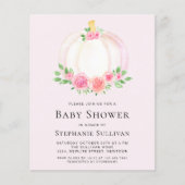 バジェットピンクパンプキンガールズベビーシャワー招待状 (正面)