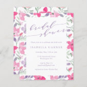 バジェットピンクパープルウォーターカラーフローラブライダルシャワー (正面/裏面)