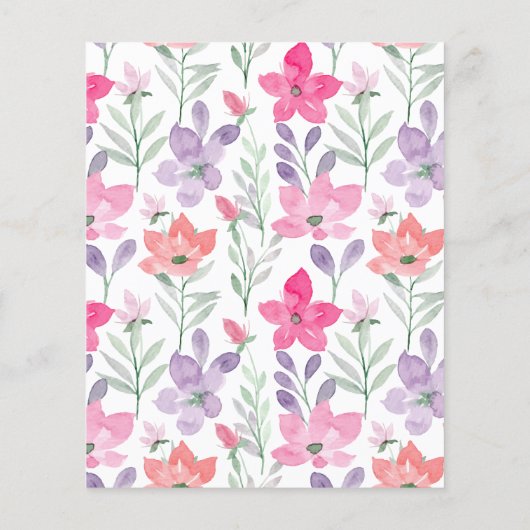 バジェットピンクパープルウォーターカラーフローラブライダルシャワー (裏面)