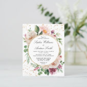 バジェットピンクピンクパープル&金ゴールド結婚式招待状 (スタンド正面)