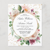 バジェットピンクピンクパープル&金ゴールド結婚式招待状 (正面)